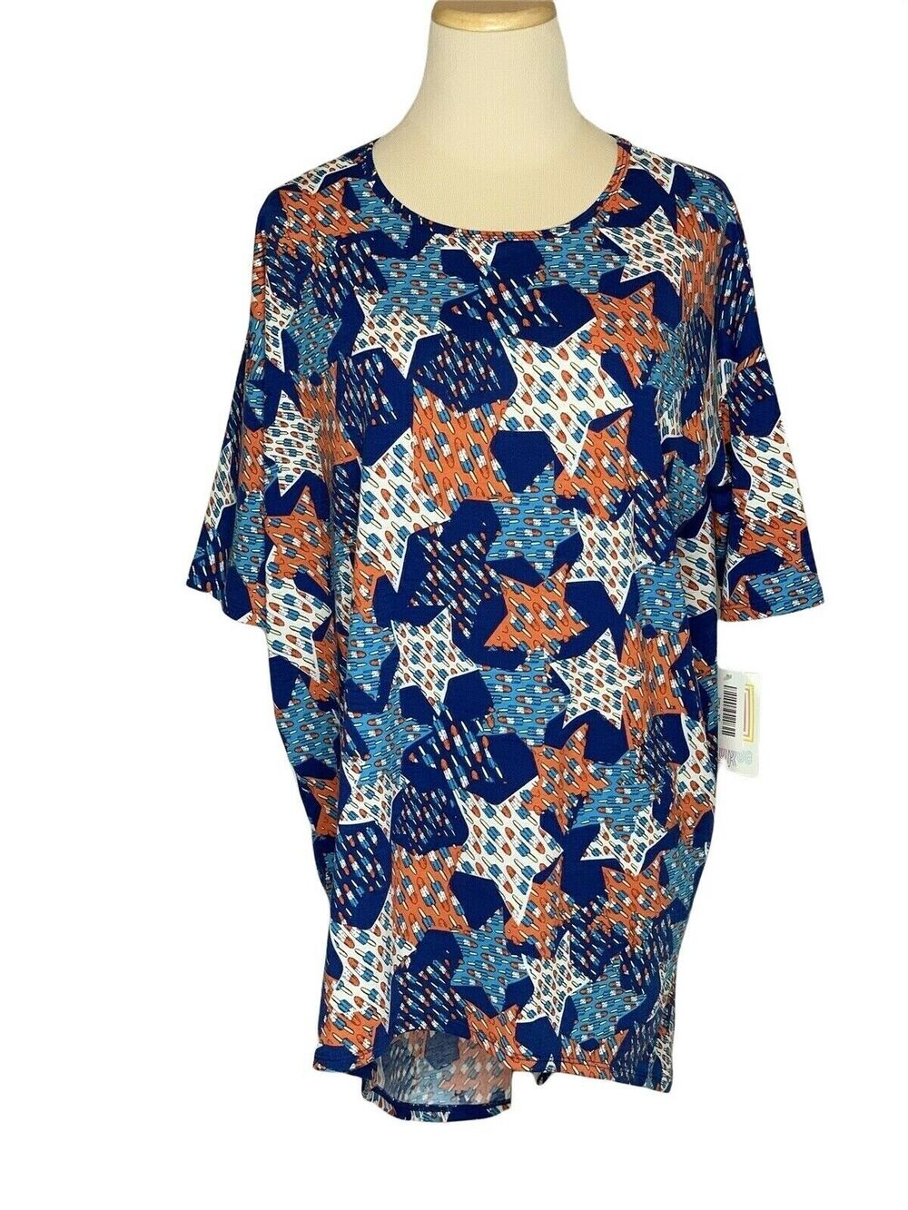 Lularoe  Blue Red White Americana Stars Tunic Shirt XS